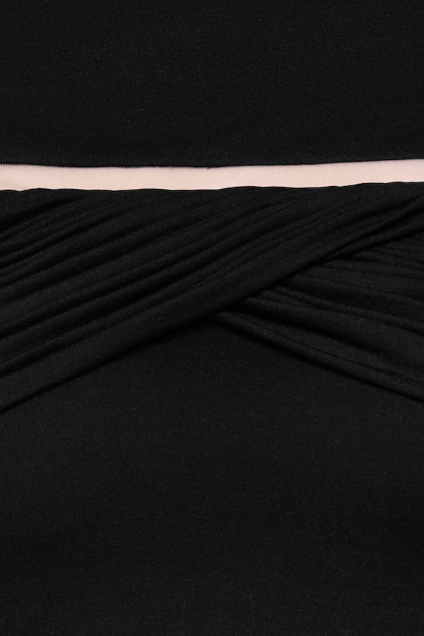 megan ruched Knit patchwork maxi dress in black