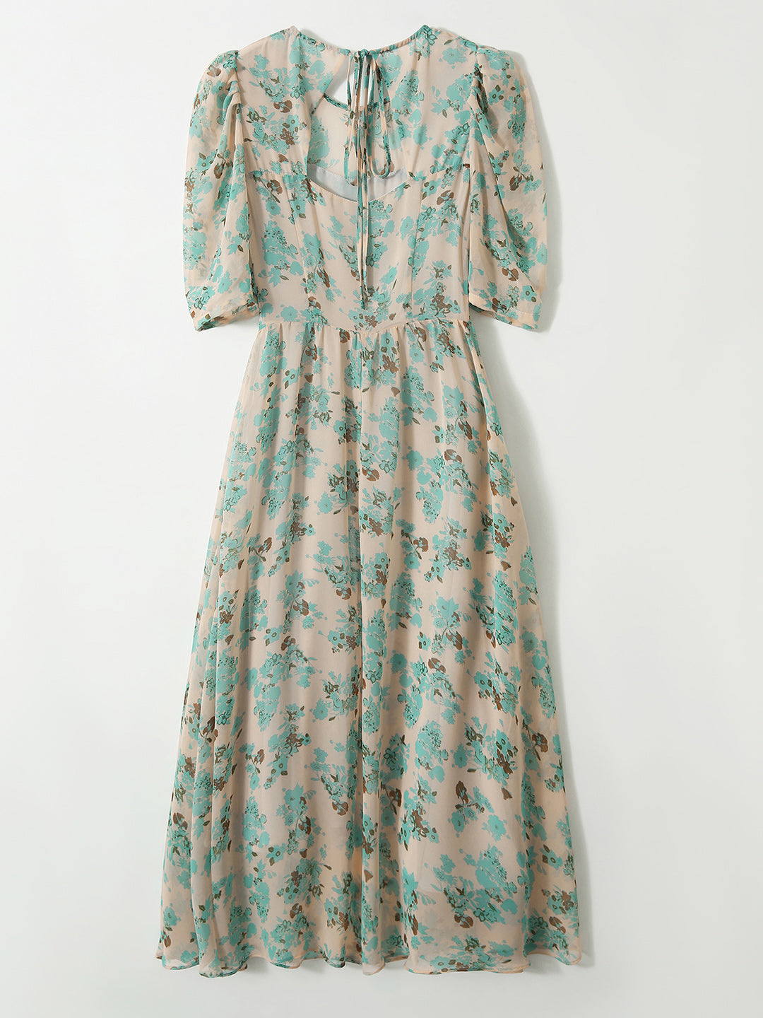 ina Elegant Puff Sleeve Printed Dress