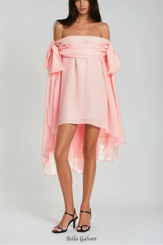 Pink Off Shoulder Mini Dress & Shorts Set