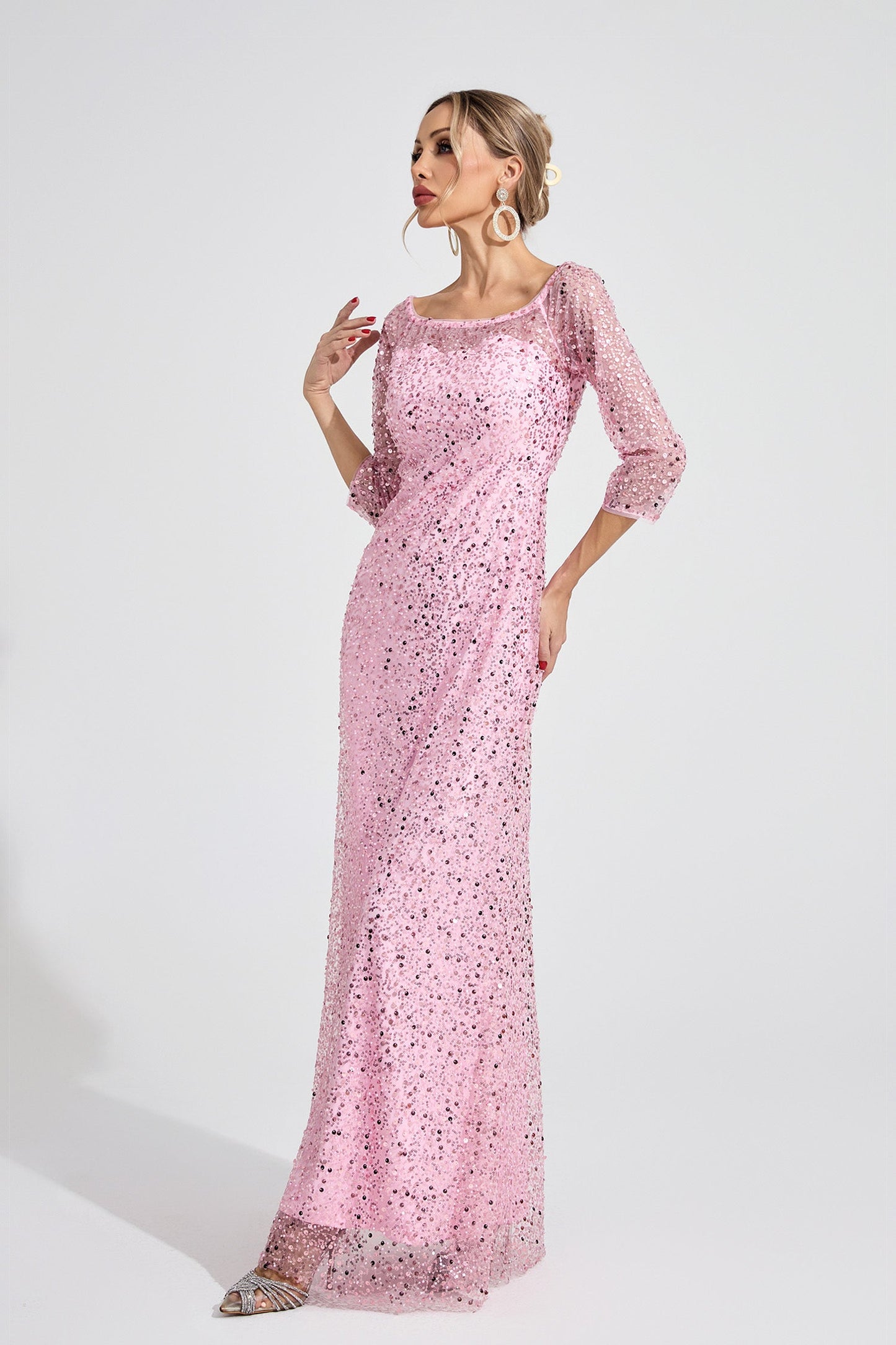 sarah Pink Diamond embellished tulle Maxi Dress