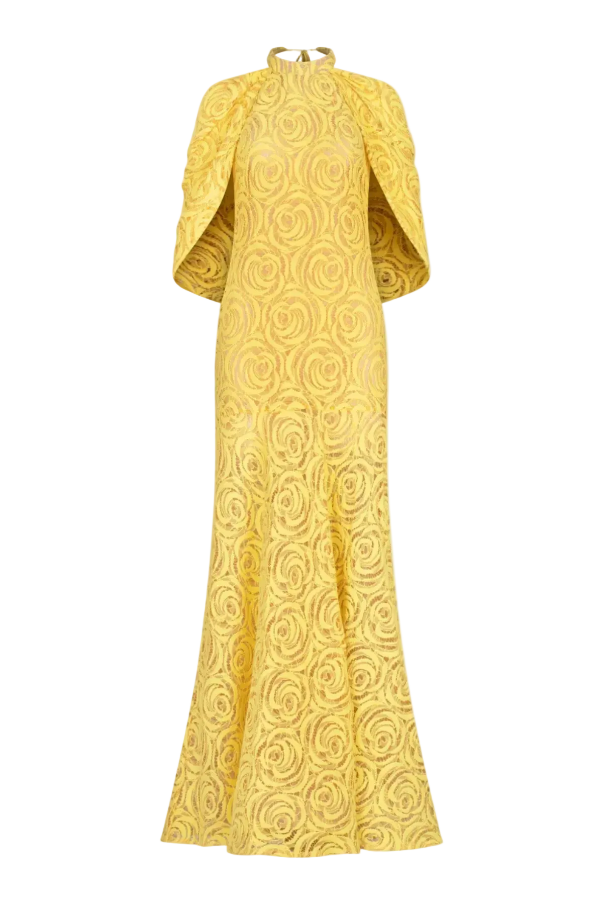 Evangels Floral Jacquard Cape Maxi Dress
