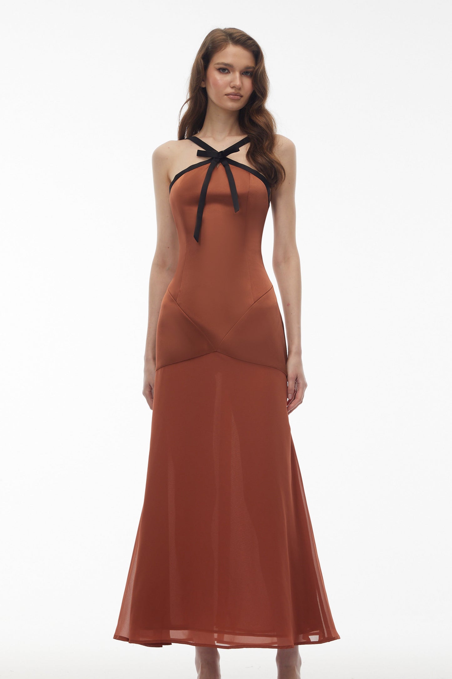 deirdre Brown Halterneck Maxi Dress with Bow