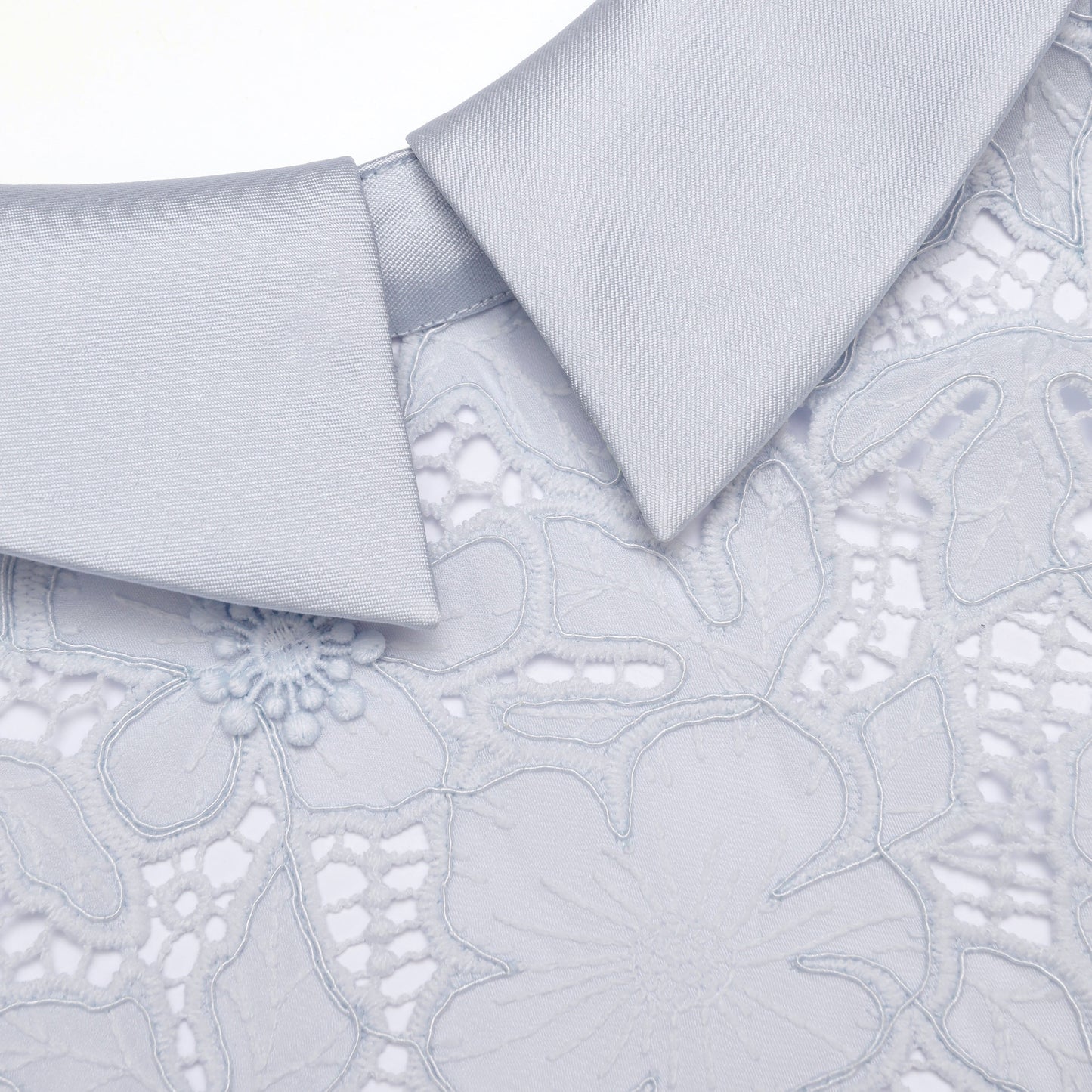 zenobia pale blue Guipure Lace hollow Midi Dress