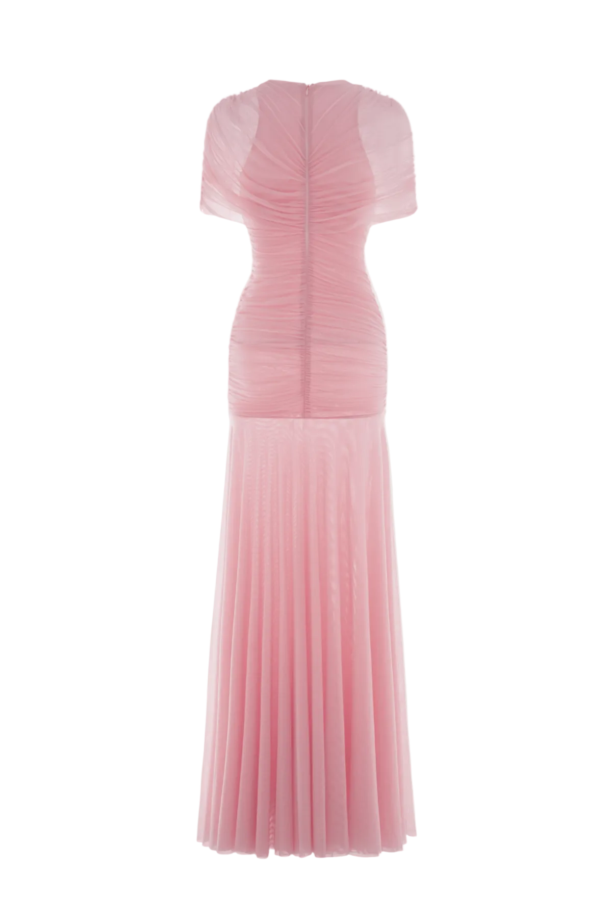 Suttoa Mesh Shawl Ruched Maxi Dress - Pink