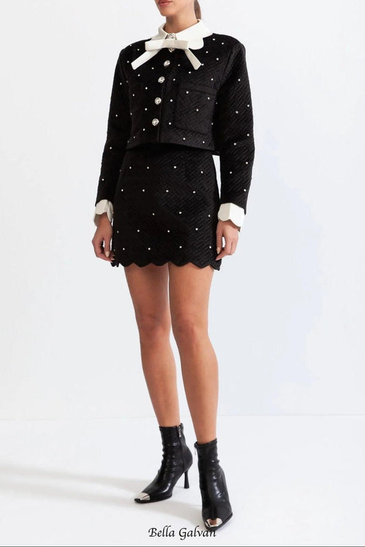 marjorie Velvet jewel co-ord - Black