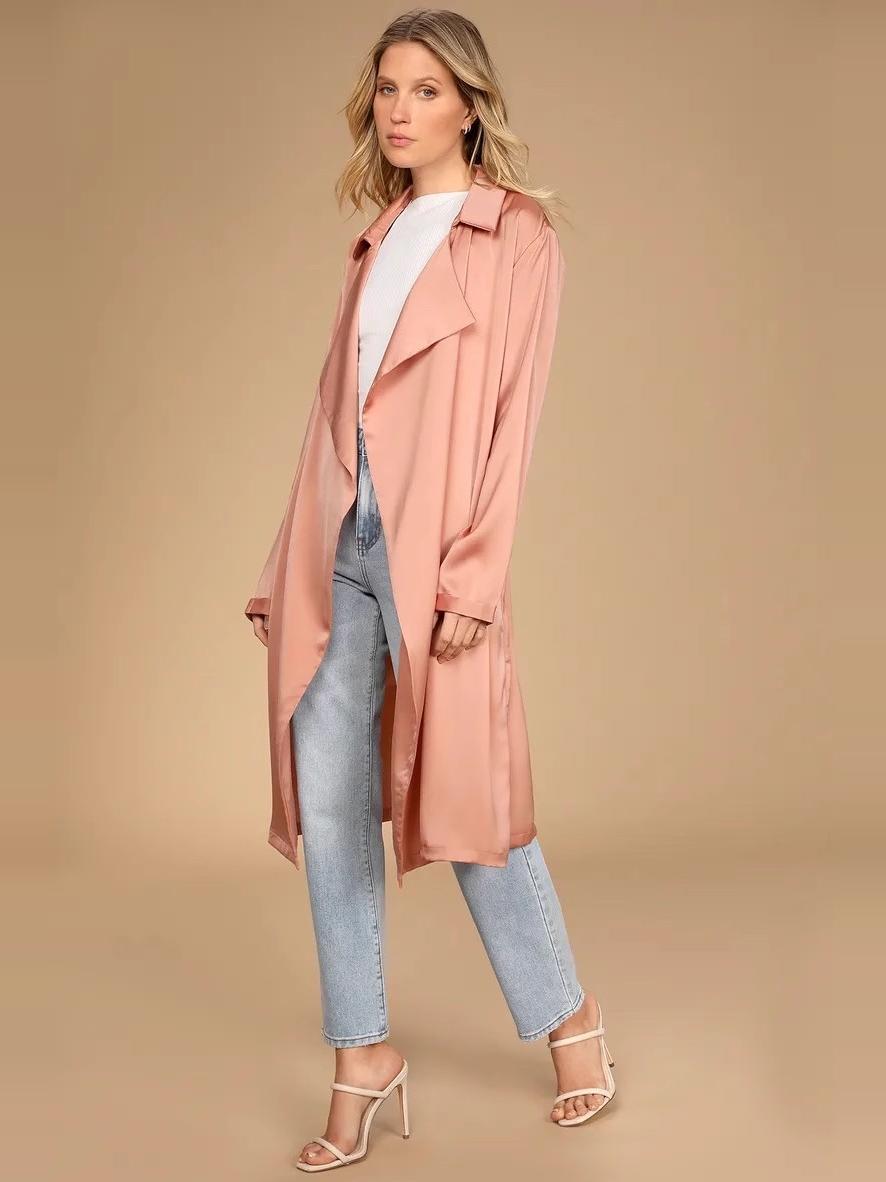 Flowering Girl Women Blissful Blush Pink Trench Coat