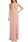 Flowering Girl Women Strapless Pleated Maxi Dress in Pink