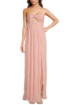 Flowering Girl Women Strapless Pleated Maxi Dress in Pink