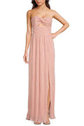 Flowering Girl Women Strapless Pleated Maxi Dress Pink
