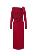 Flowering Girl Women Mirabel A-line Back Slit Taffeta Midi Dress in red