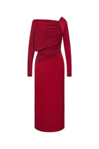 Flowering Girl Women Mirabel A-line Back Slit Taffeta Midi Dress in red