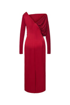 Flowering Girl Women Mirabel A-line Back Slit Taffeta Midi Dress in red