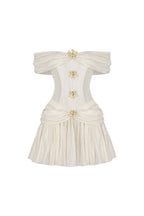 Emerald Fit and Flare Corset Waist Chiffon Mini Dress