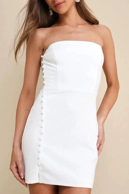 Flowering Girl Women White Strapless Bodycon Mini Dress