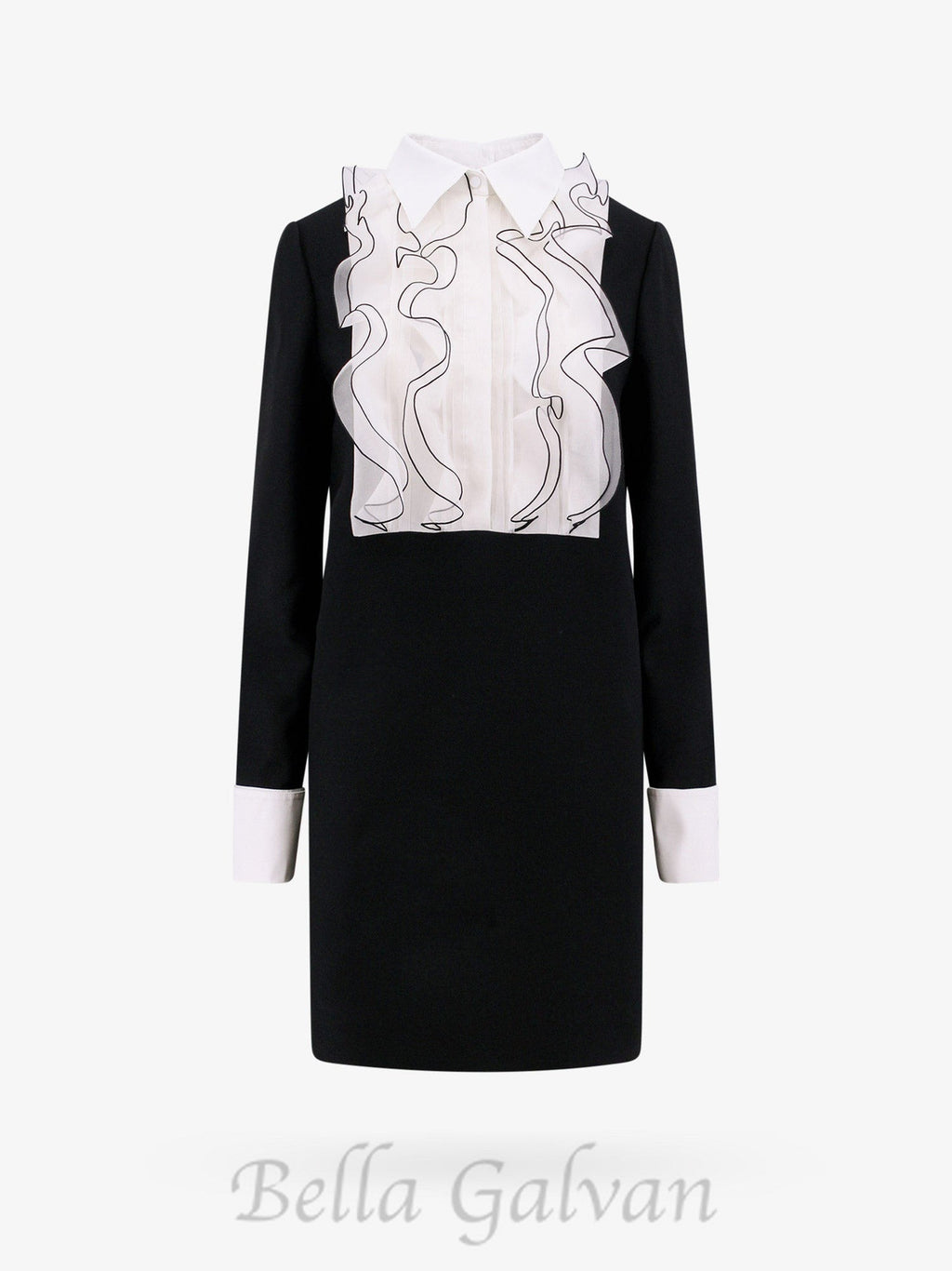 Flowering Girl Women two-tone ruffle trim embellished mini dress