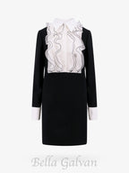 Flowering Girl Women two-tone ruffle trim embellished mini dress