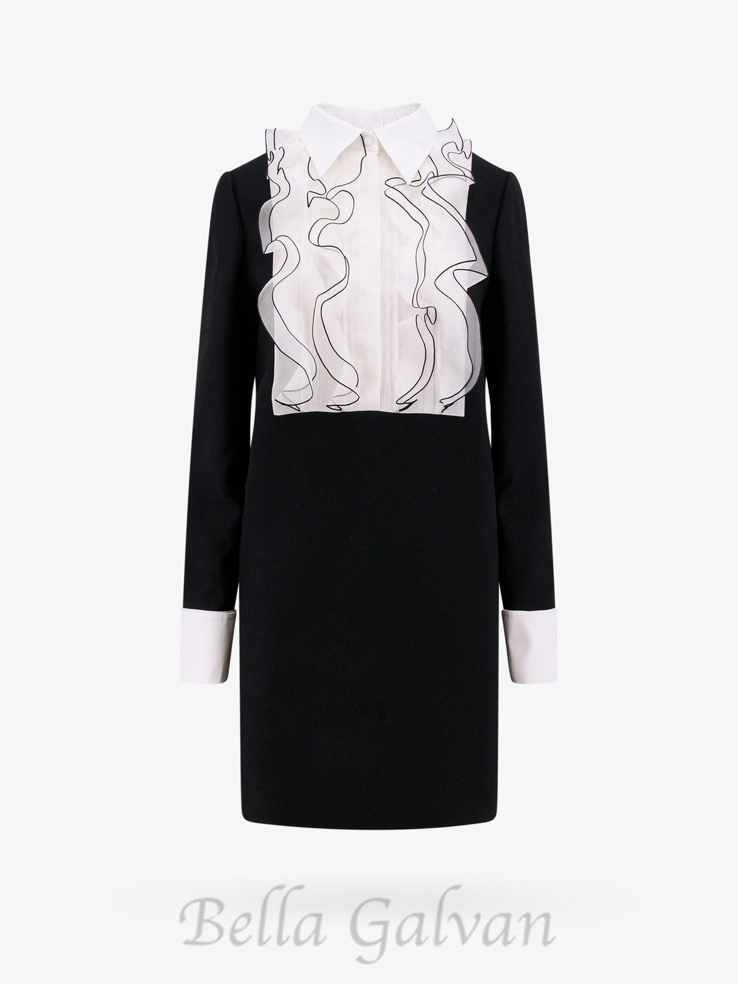 Flowering Girl Women two-tone ruffle trim embellished mini dress