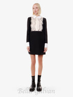 Flowering Girl Women two-tone ruffle trim embellished mini dress