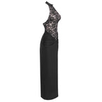 Flowering Girl Women carol black halter maxi dress with lace bodice