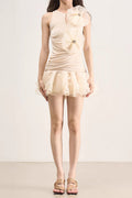 Round Neck Sleeveless Ruffled Mini Dress