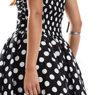 Flowering Girl Women strap midi dress in mono polka dot