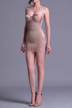 Sherry Nude Cord Lace Bustier Mini Dress