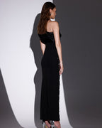 Flowering Girl Women one-shoulder crystal-embellished Bandage maxi dress in black