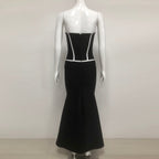 Flowering Girl Women Floral embellished Strapless Maxi Dress in Black