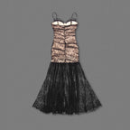 Flowering Girl Women floral print lace maxi dress in black