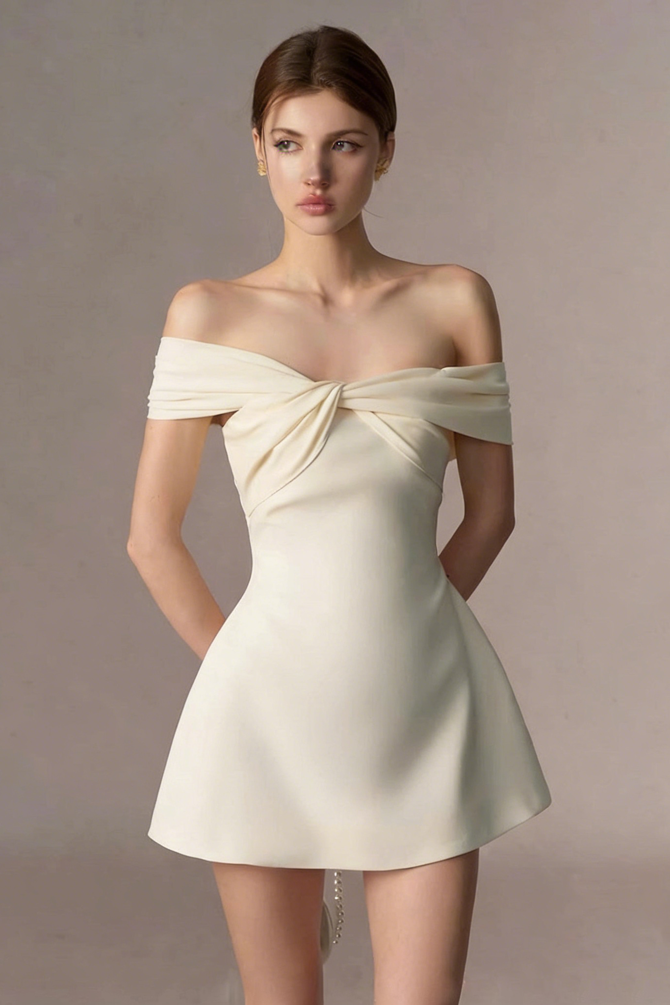 Off-The-Shoulder Twisted Front Mini Dress