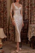 alexandra satin Corset Dress in white