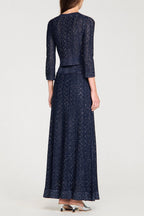 Alexandra Strass Knit Cropped Cardigan In Navy Blue