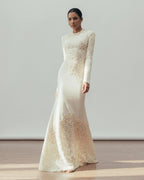 Joanna White Long Sleeve Embroidered Maxi Dress