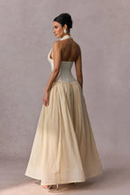 Flowering Girl Women tiffany halterneck tulle overlay maxi dress in apricot