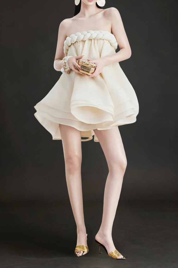 Hemp Rope Tube Top Tutu Skirt In Beige