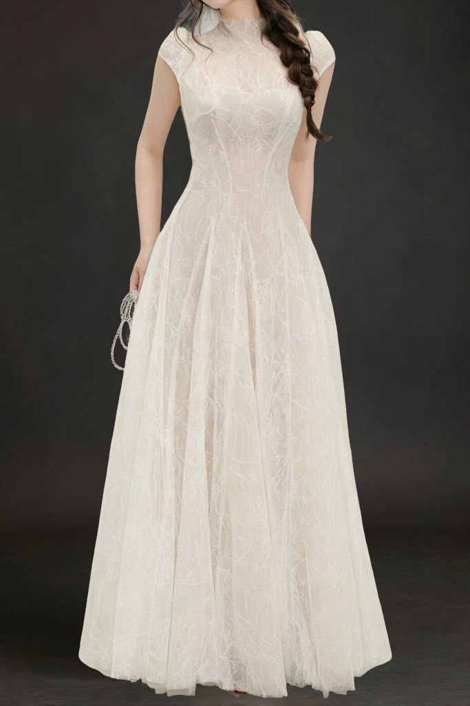 Lace Sequin A Line Midi Dress
