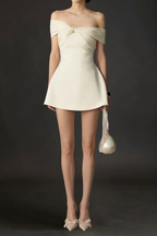 Off-The-Shoulder Twisted Front Mini Dress