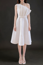 Dolores Ruffled Hem Strapless One-Shoulder Full Midi Dress