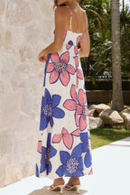 Flowering Girl Women penelope Botanic Blue-Pink Print Eyelet Maxi Dress