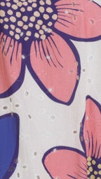 Flowering Girl Women penelope Botanic Blue-Pink Print Eyelet Maxi Dress
