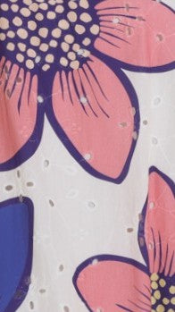 penelope Botanic Blue-Pink Print Eyelet Maxi Dress