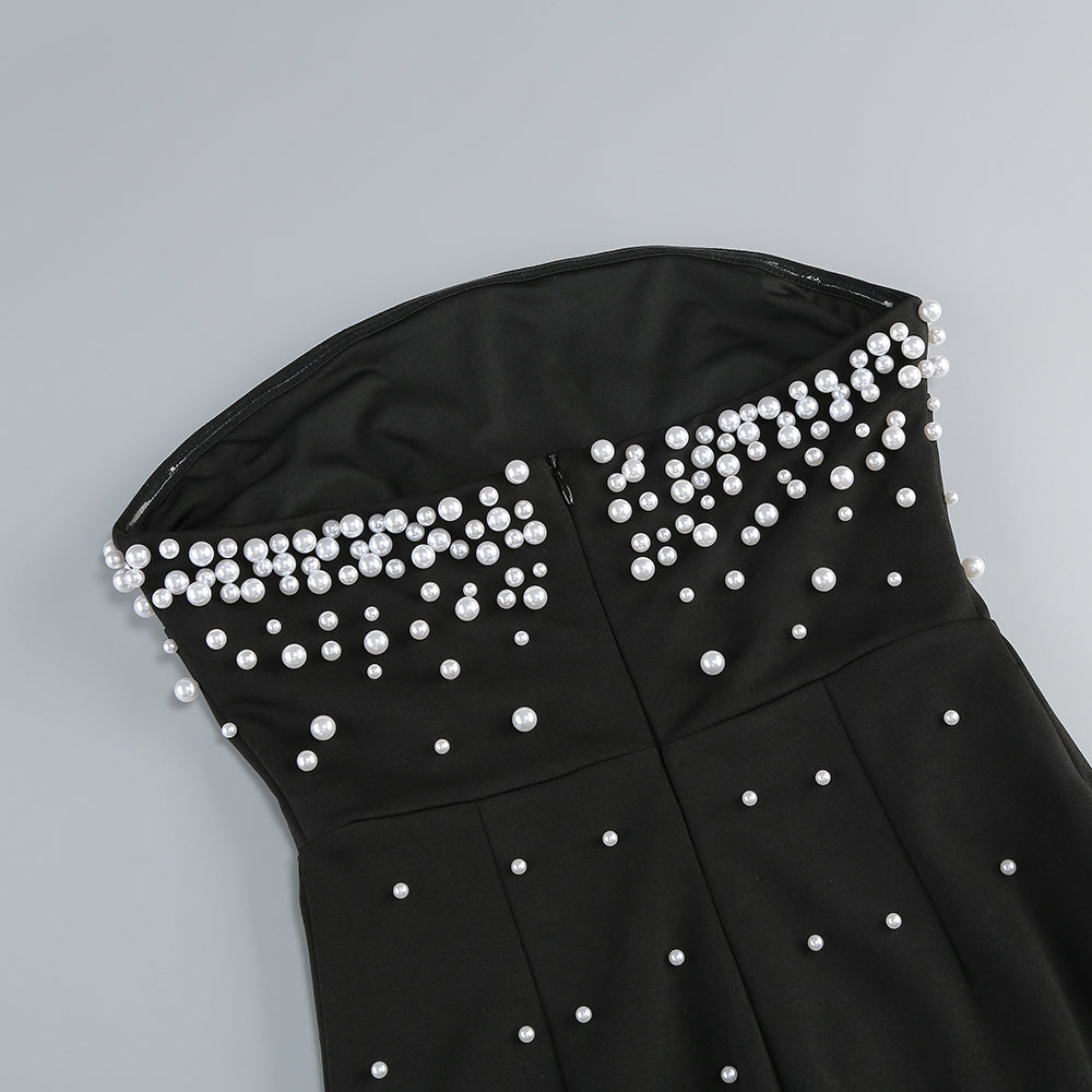 Flowering Girl Women pearl-embellished strapless gown in black