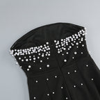 Flowering Girl Women pearl-embellished strapless gown in black