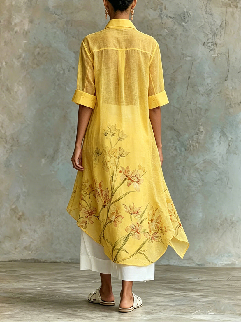 Flowering Girl Women Casual Floral Short-Sleeve Midi Dress & Slip Dress Two-Piece Set