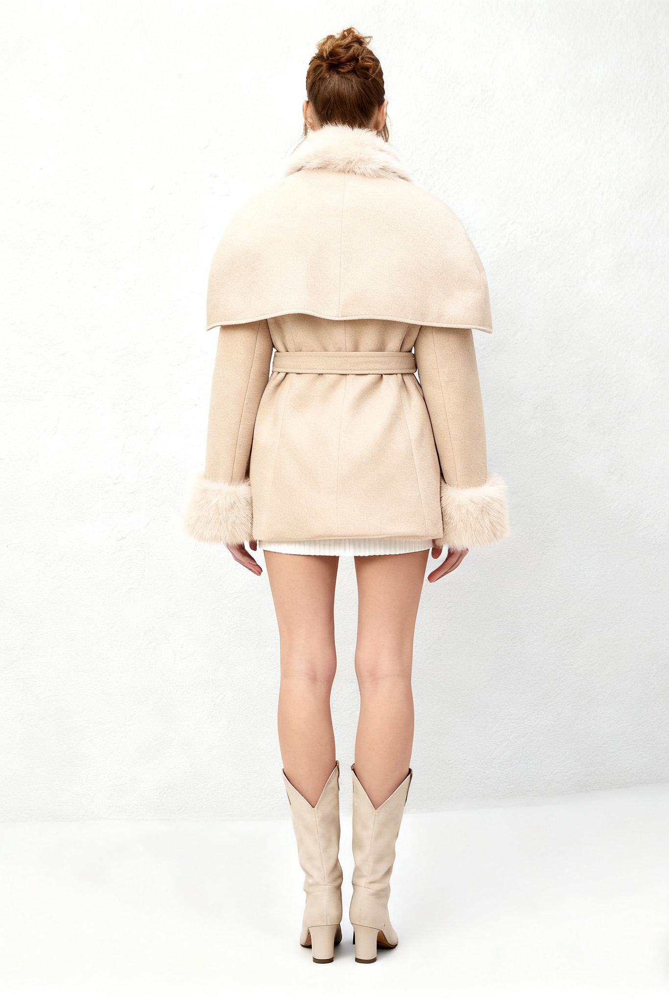 Flowering Girl Women Rosella Detachable-Cape Faux-Fur Coat