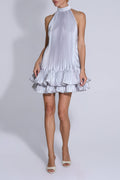 Flowering Girl Women tina Double-layer ruffled halter neck mini dress in white