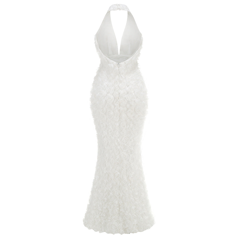 Flowering Girl Women susanna 3D Flower Applique maxi Dress in white