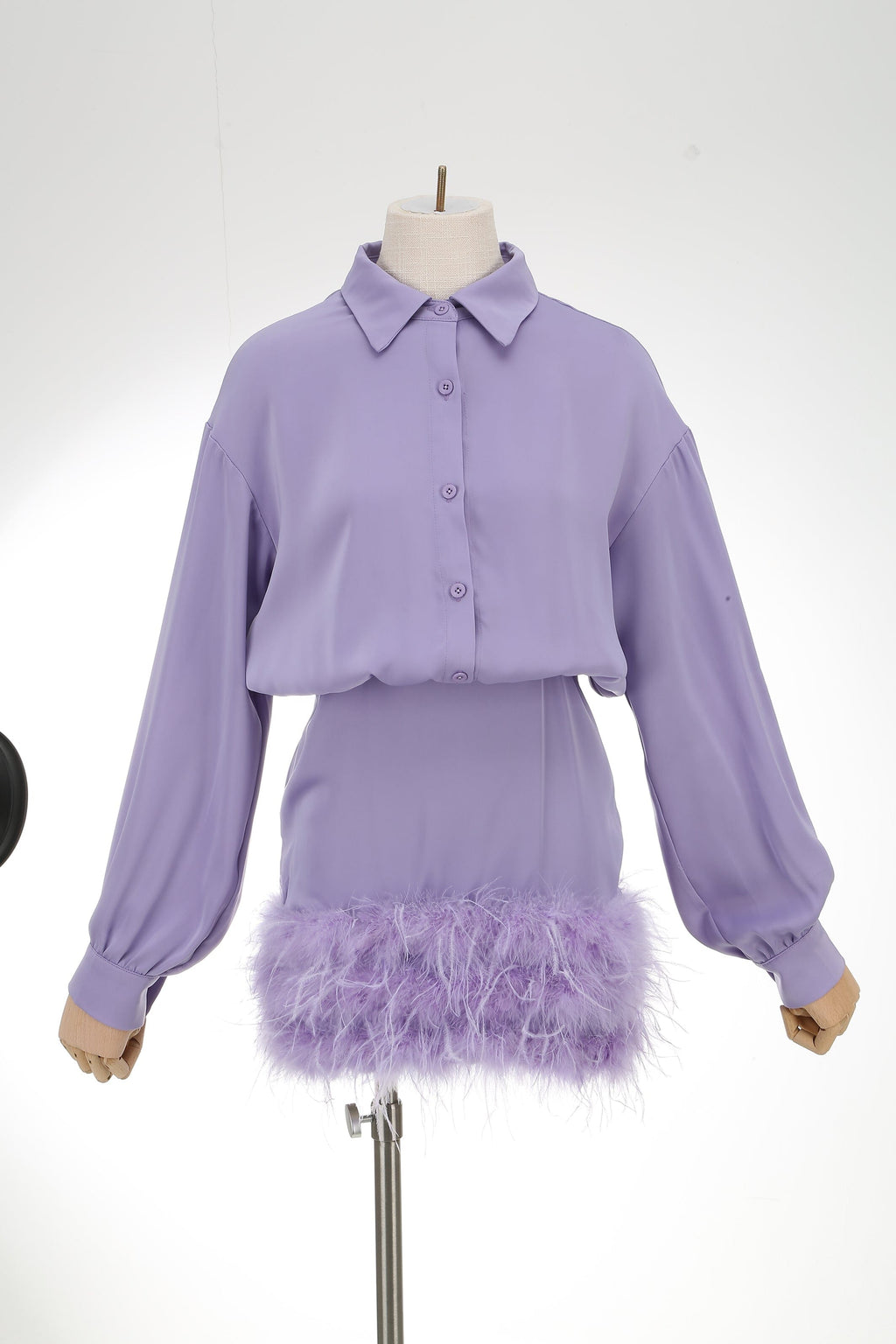 Flowering Girl Women FEATHER LONG SLEEVE SHIRT DRESS