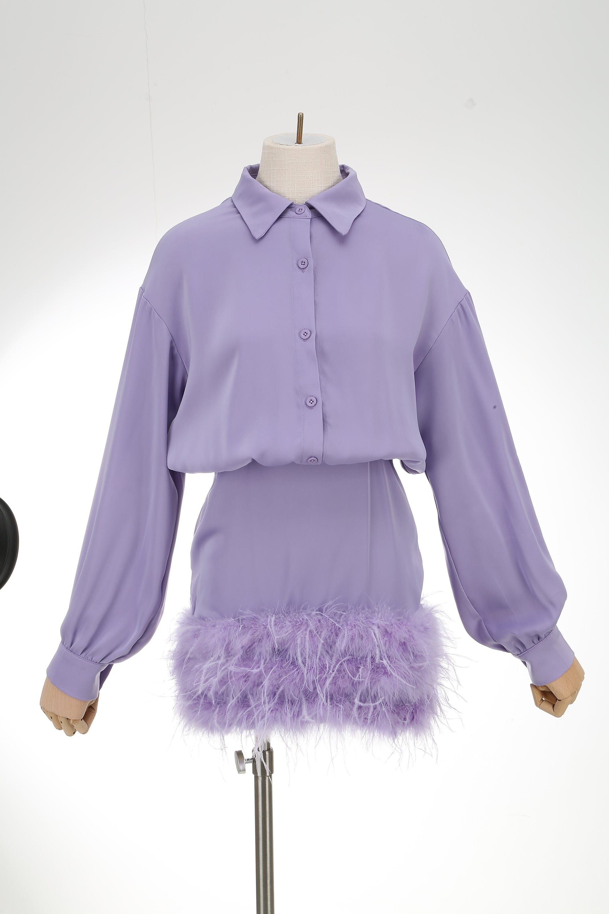 Flowering Girl Women FEATHER LONG SLEEVE SHIRT DRESS