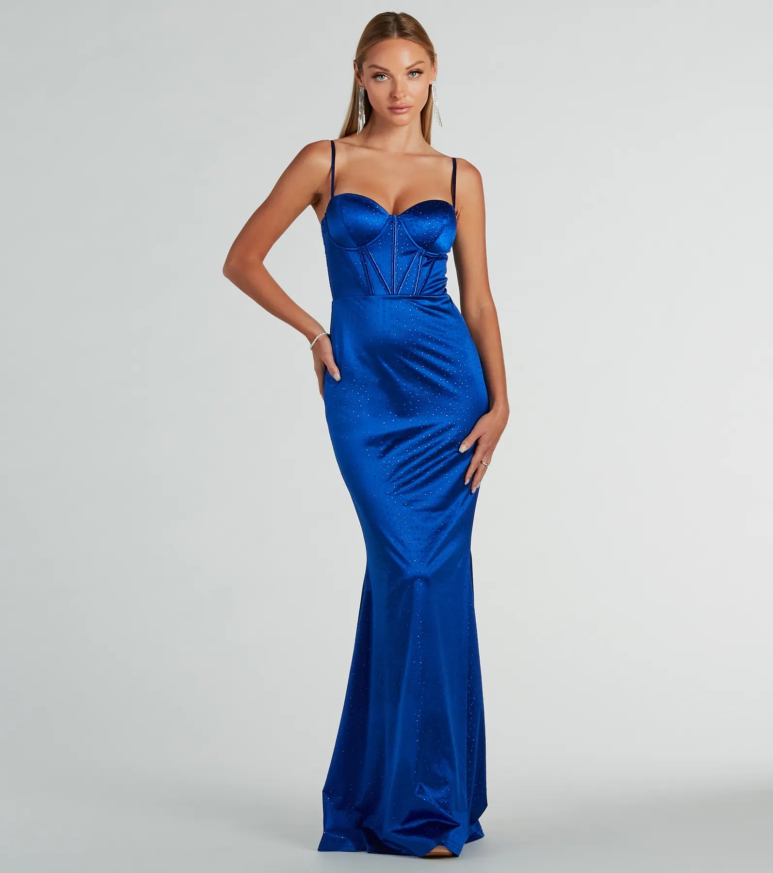 Flowering Girl Women Jaiden Bustier Rhinestone Satin Formal Dress